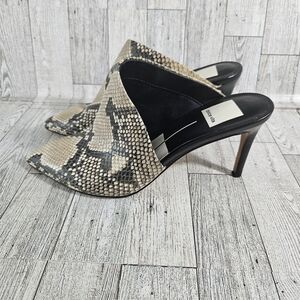 Dolce Vita Stiletto Sandals Womens 6 Tan Black Snakeskin Pointed Toe Slip On
